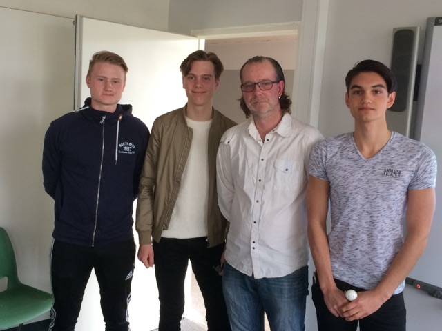 Albin Åhsberg, Joel Toftgård, tränare Nicklas Rundblad och Sebastian Ericsson
