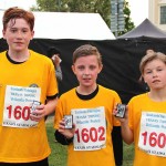 Tre nöjda Skillingaryds löpare i 5 km Motionsklassen från vänster: Lukas Rosqvist (62:a), William Beimer (28:a), Oscar Fritz (25:a)
