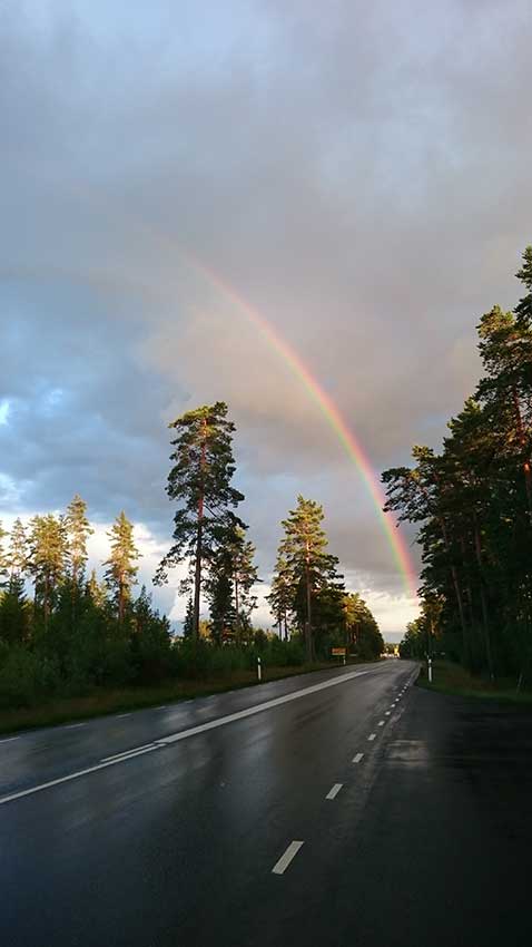 Regnbåge över norra Vaggeryd. Foto: Maj Björk