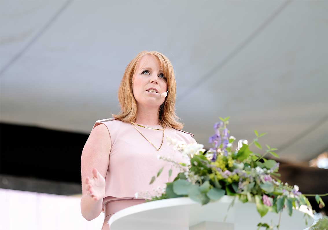 Annie Lööf talade i Almedalen. Foto: Region Gotland