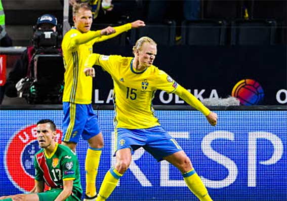 Oscar Hiljemark, målskytt i VM-kvalet. Foto: Svenska Fotbollförbundet
